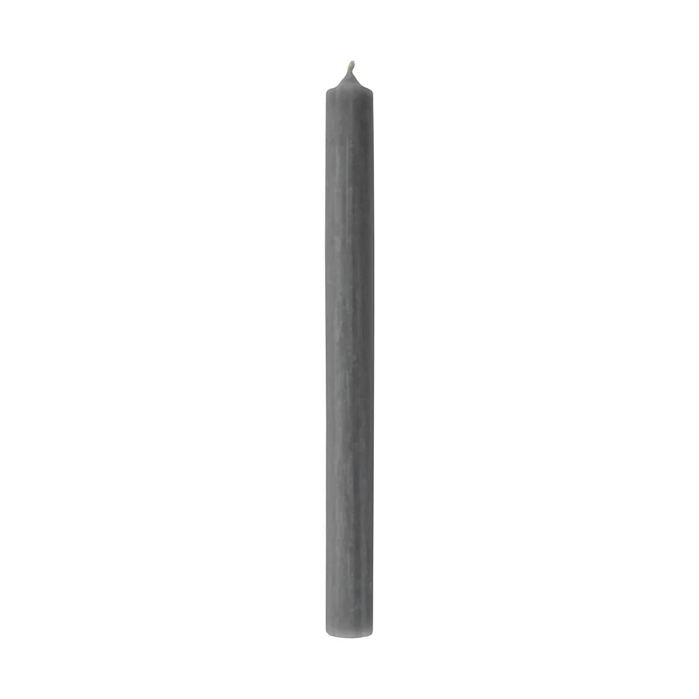 Gray Danish dinner candle from Cornucopia Home and Gift, suitable for terrace and garden settings, shown in a close-up image.