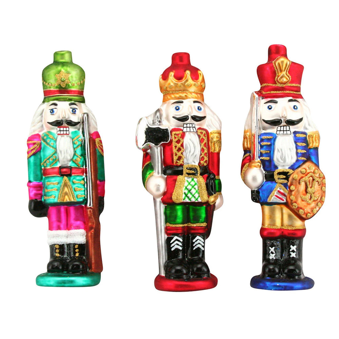 Painted glass Nutcracker Christmas decoration by Gisela Graham, featuring colorful hand-painted details and festive holiday design.
