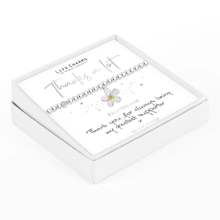 Thanks A Lot Silver-Plated Flower Charm Bracelet
