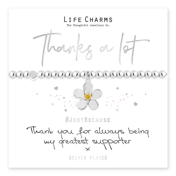 Thanks A Lot Silver-Plated Flower Charm Bracelet