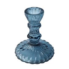 Leela Ink Glass Candlestick for terrace and garden setting, designed by Cornucopia Home and Gift with elegant glass finish.