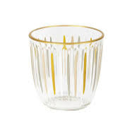 White and gold striped Tumbler from Talking Tables Christmas collection, by Cornucopia Home and Gift, with a festive design.