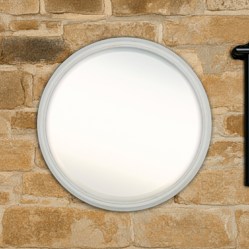 Off-white Cotswold Mirror by Cornucopia Home and Gift, featuring a stylish, decorative wall mirror with a classic frame design
