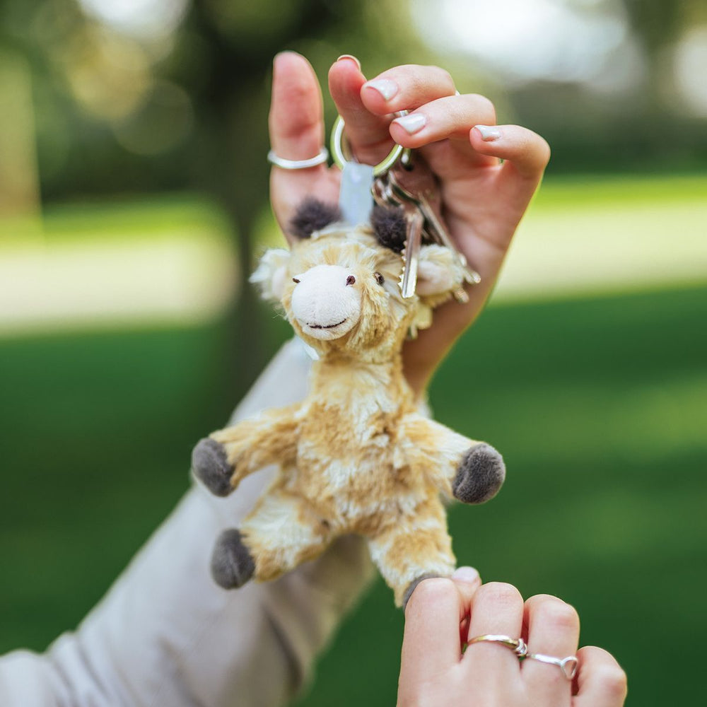 Wrendale Designs Camilla Giraffe plush keyring featuring a soft, cute giraffe character on a keychain.