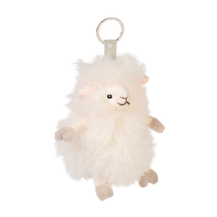 Cute Beryl sheep plush keyring by Wrendale Designs, featuring a soft, detailed sheep figure attached to a keyring.