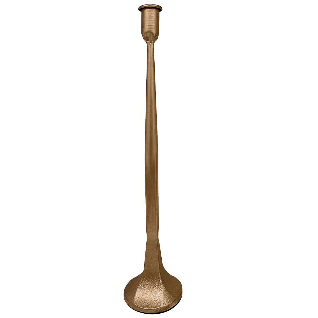 Gold Cast Iron Taper Candle Holder - Large