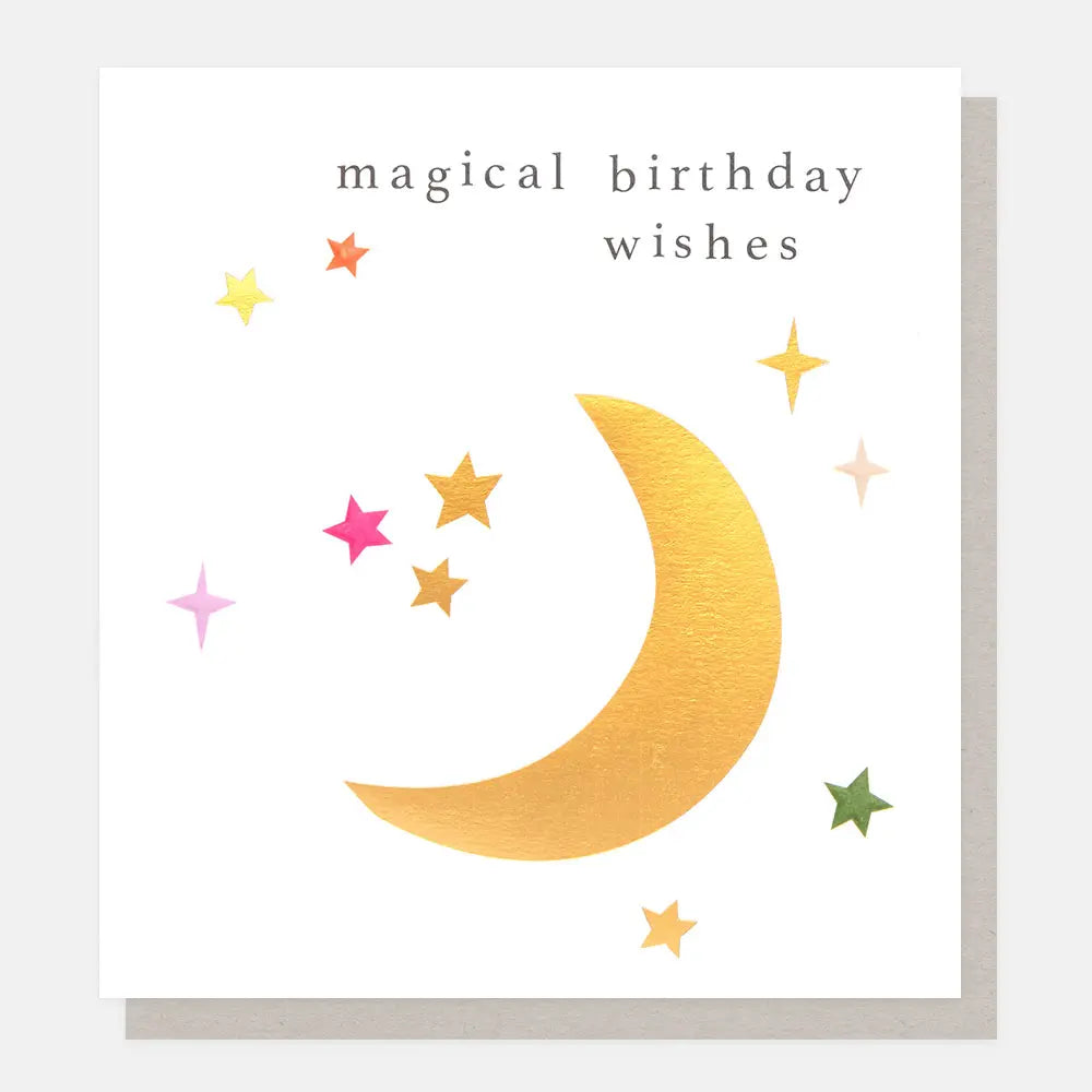 Magical Birthday Wishes Moon with Stars Card