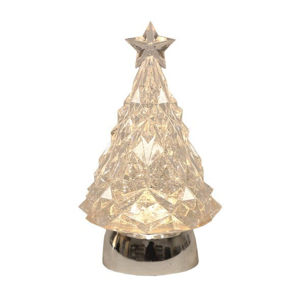Small Straits Christmas Water Spinner featuring LED lights, 23cm diameter, from Cornucopia Home and Gift, with a festive Christmas tree design.