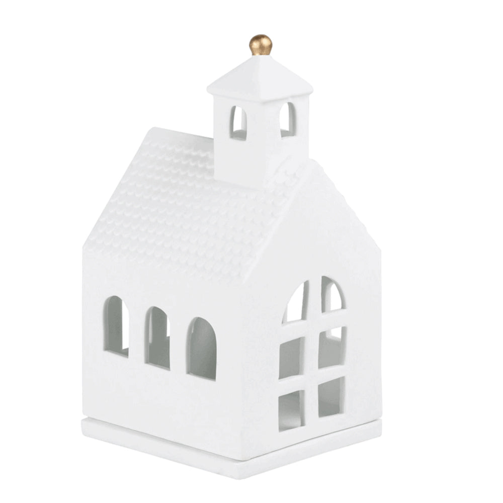 Large chapel tea light house by Radër from Cornucopia Home and Gift, featuring a charming, detailed lighthouse design perfect for home decor.