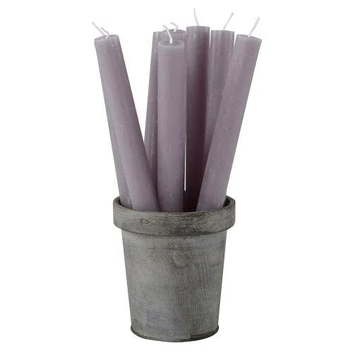 Light grey rustic dinner candle from Grand Illusions by Cornucopia Home and Gift, featuring a simple, elegant candle design.