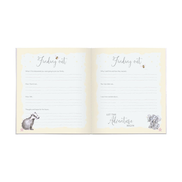 Wrendale Designs baby record book with adorable animal illustrations, featuring a soft cover and space for baby&