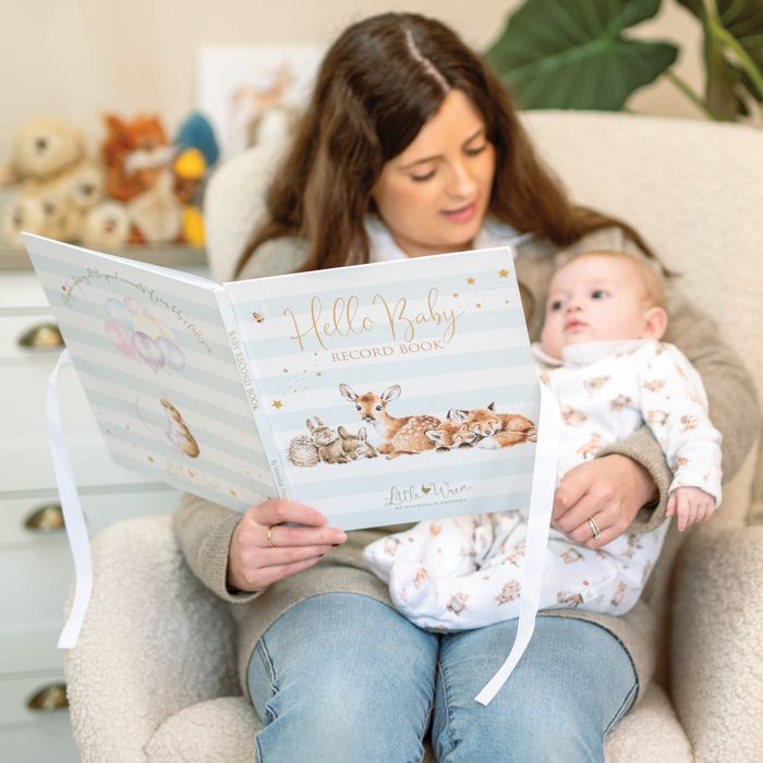 Baby record book by Wrendale Designs from Cornucopia Home and Gift, featuring charming illustrated cover with space for baby’s milestones.