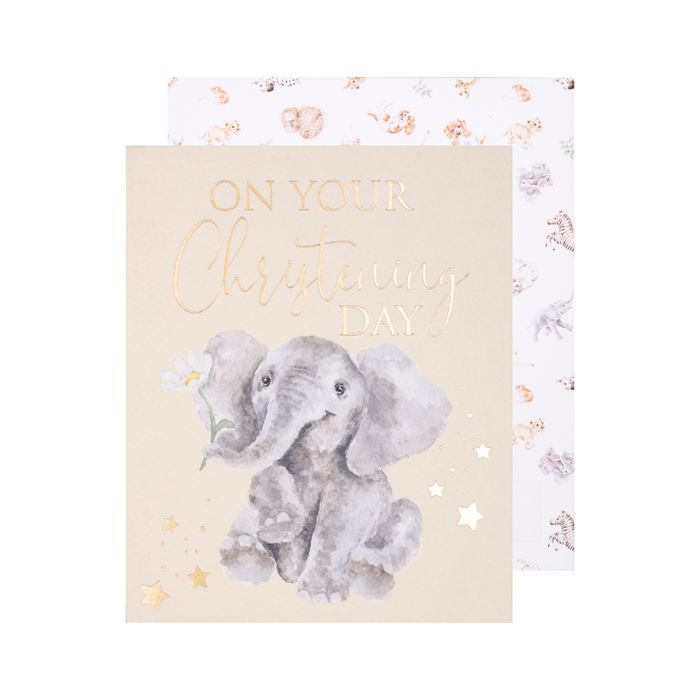 Wrendale Designs Christening Day card featuring a charming illustration, perfect for celebrating a special baptism occasion.