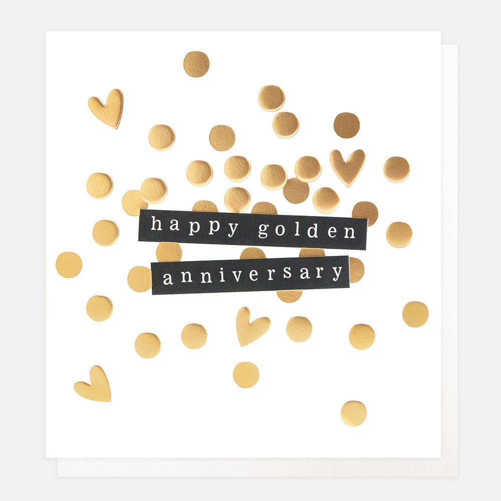 Happy Golden Anniversary Gold Confetti Card