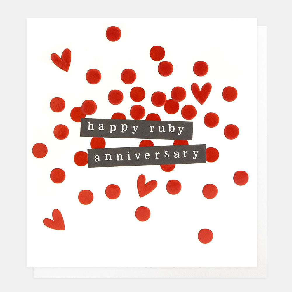 Happy Ruby Anniversary Red Confetti Card