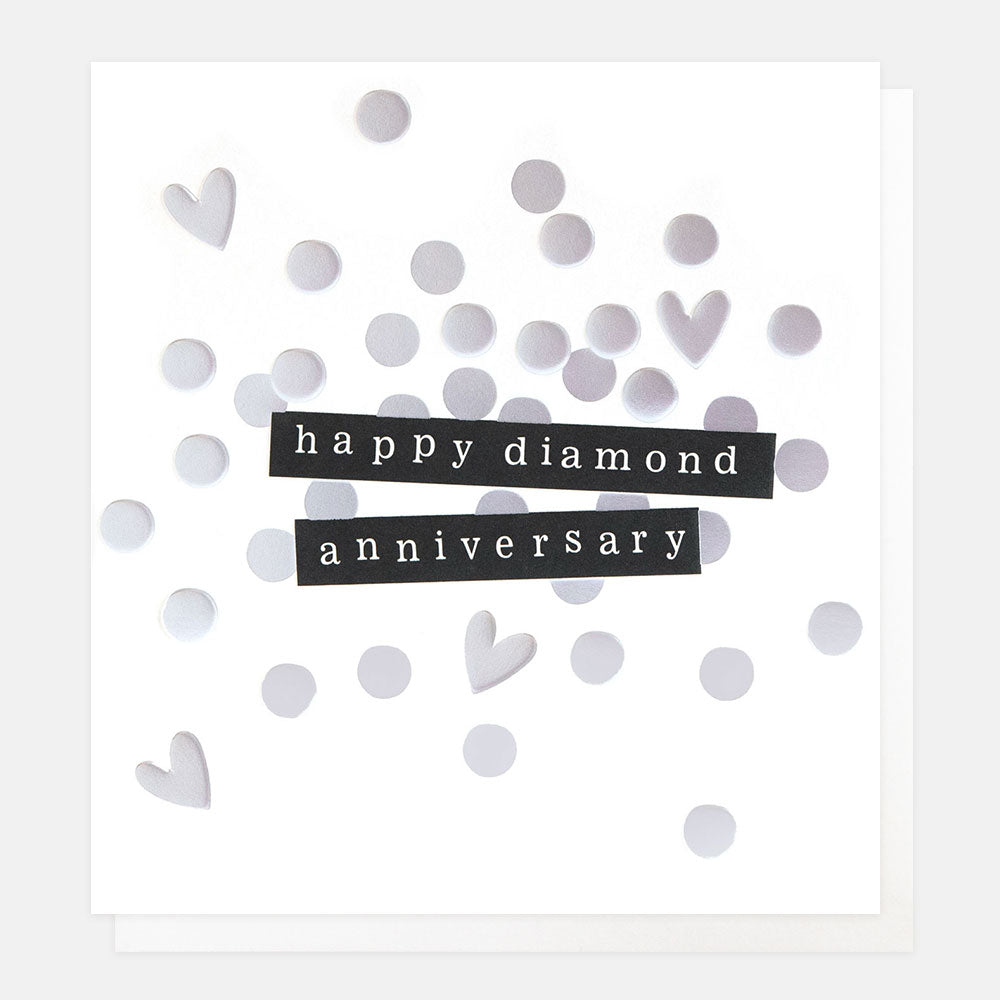 Happy Diamond Anniversary Silver Confetti Card
