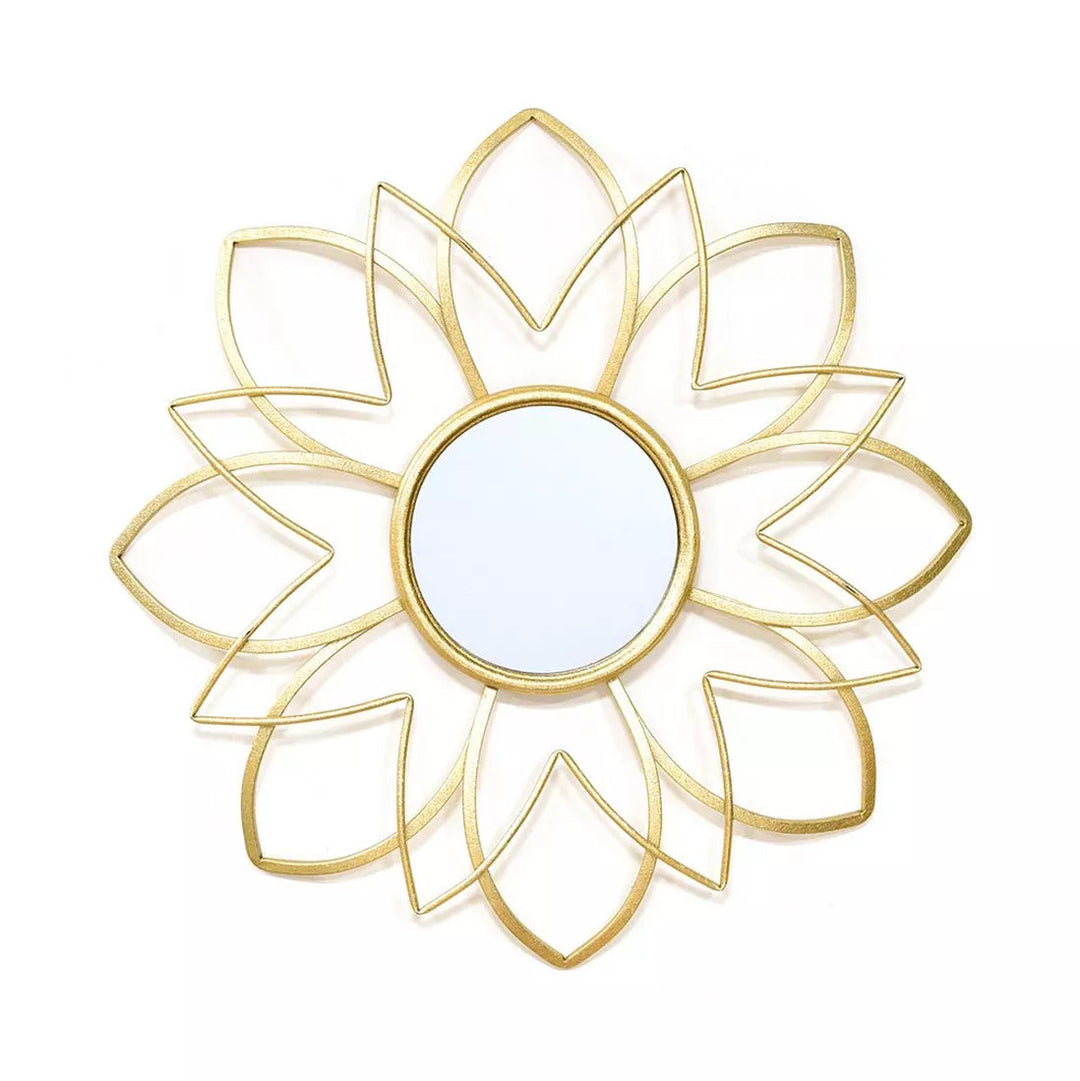 Gold Deco Mirror by Widdop &amp; Co, featuring an elegant gold frame with geometric design, suitable for modern home decor.
