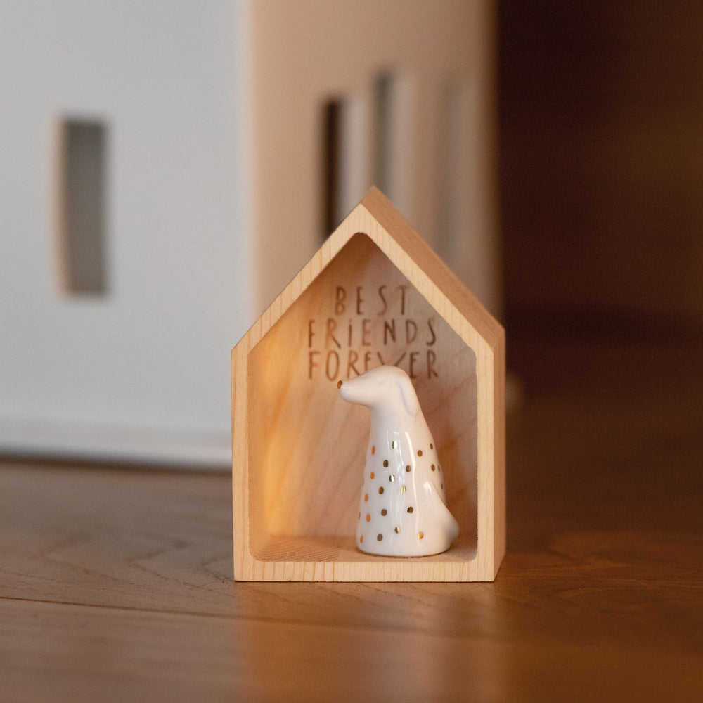 Radër Small Home for Friendship Dog by Cornucopia Home, a cozy ceramic dog-shaped decorative item with detailed features.