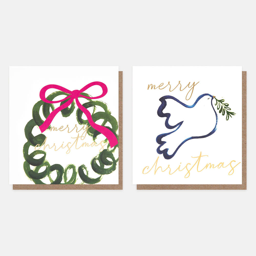 Charity Christmas Cards - 8 Pack, Wreath and Dove