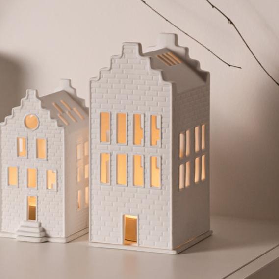 Large Räder Brick Tea Light House by Cornucopia Home and Gift, featuring a detailed brick design and cozy candle holder for warm ambiance.
