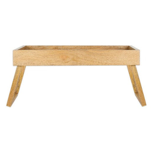 Nkuku Pawi mango wood breakfast tray with handles, natural finish, designed for serving breakfast and snacks in style.