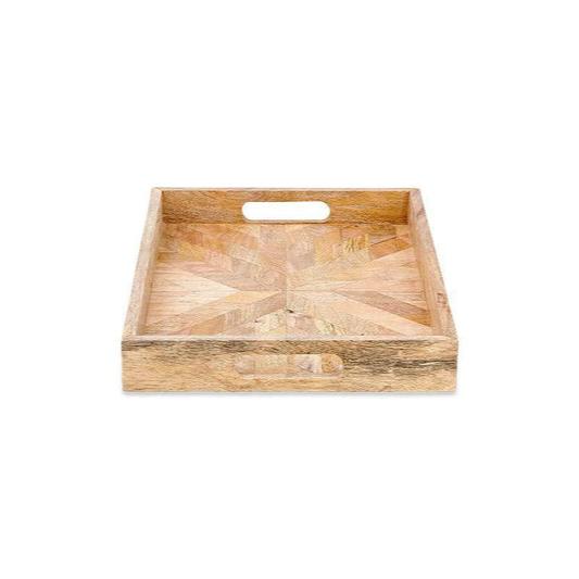 Nkuku Pawi mango wood rectangle tray with natural finish, ideal for serving or display, from Cornucopia Home and Gift.