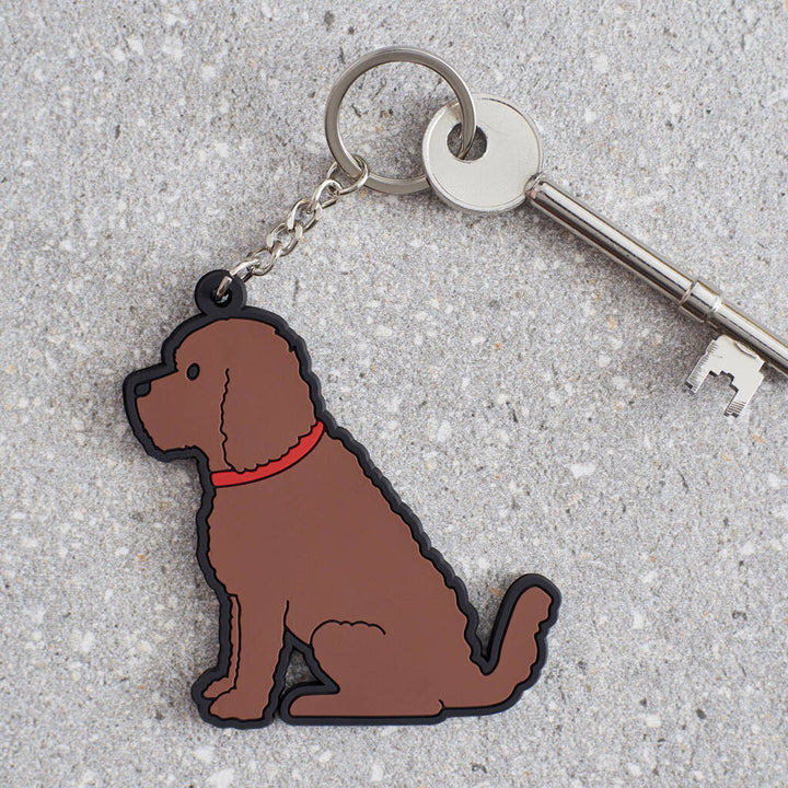 Chocolate Cockapoo and Labradoodle keyring by Sweet William, featuring a detailed plush dog charm from Cornucopia Home and Gift.