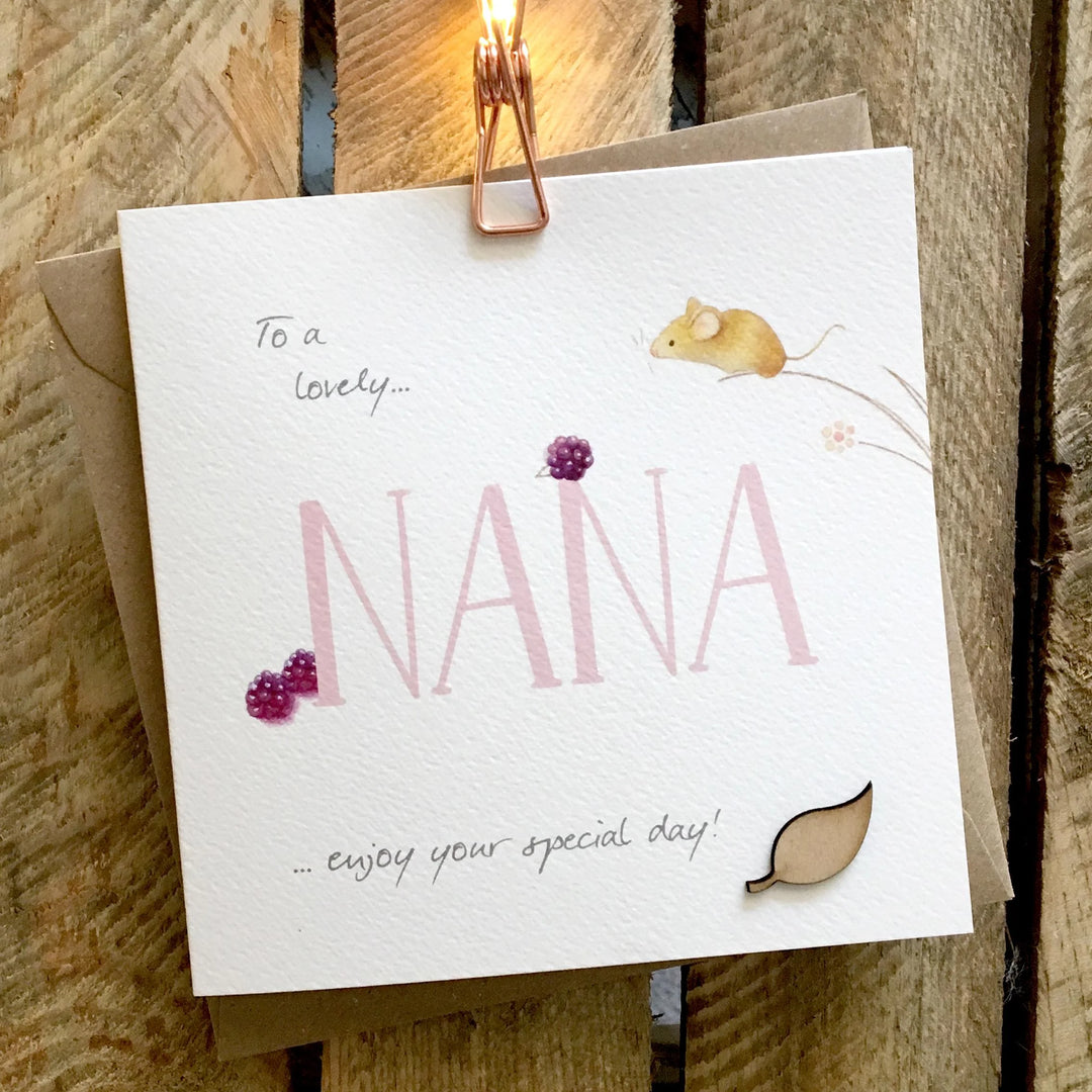 Ginger Betty "To a Lovely Nana" card featuring an owl illustration, perfect for expressing love to a special grandmother.