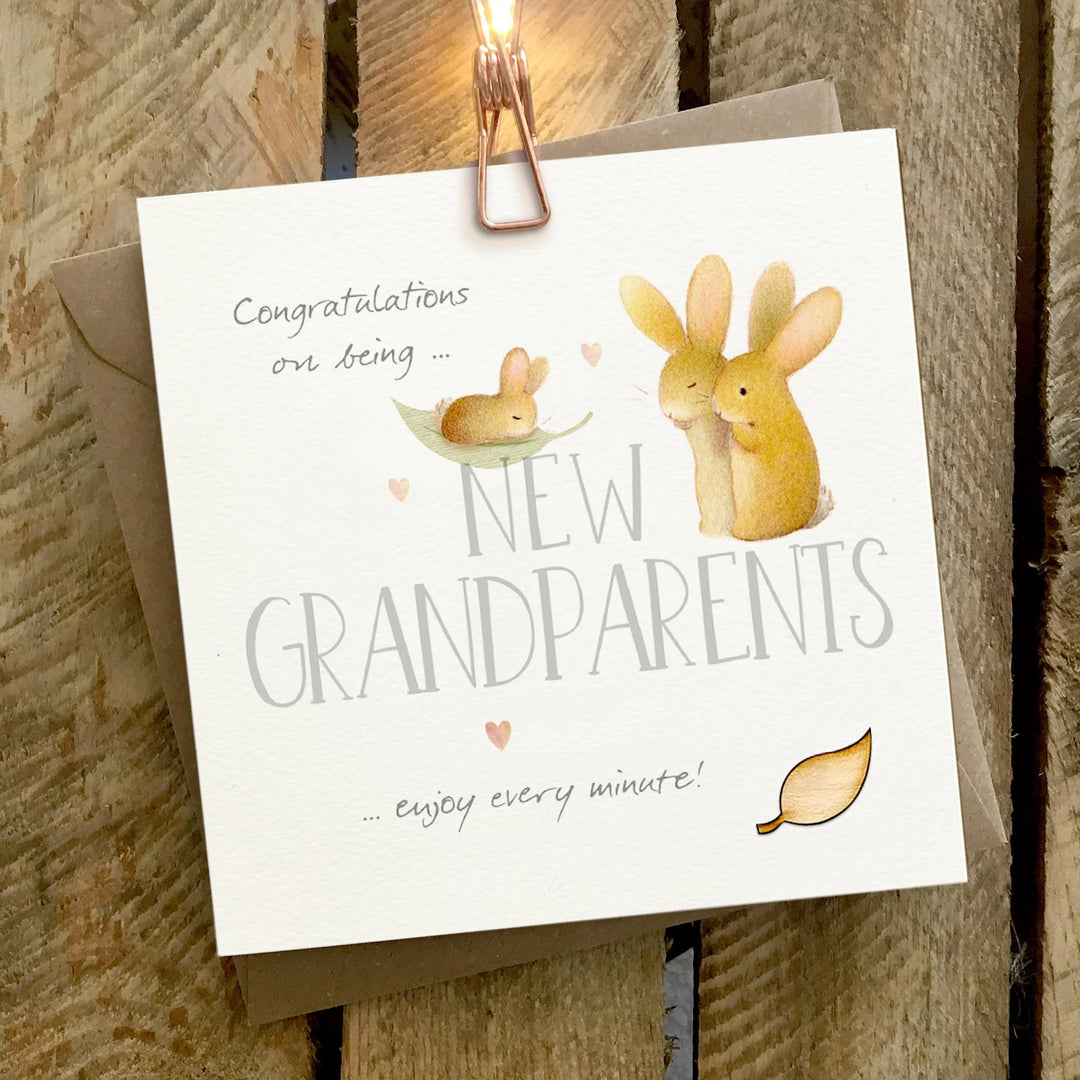 Ginger Betty New Grandparents card featuring an owl illustration, perfect for celebrating new grandparents.