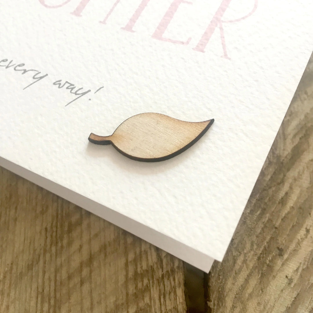 Wooden owl-shaped "To the Most Amazing Daddy" card by Ginger Betty from Cornucopia Home and Gift, featuring leaf details.