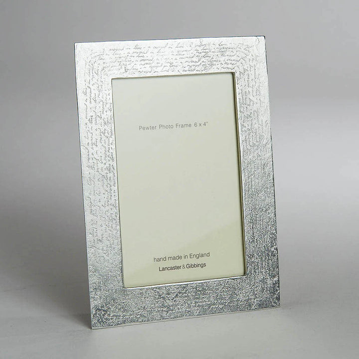 Handmade Pewter Photo Frame by Lancaster and Gibbings, featuring detailed craftsmanship from Cornucopia Worcester, England.