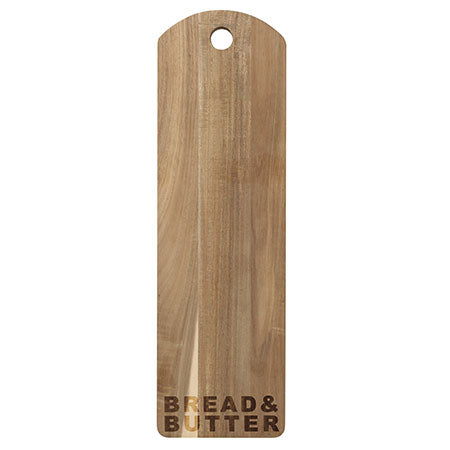 Radër wooden bread and butter board by Cornucopia Home and Gift with a rustic, natural finish and engraved decorative design.