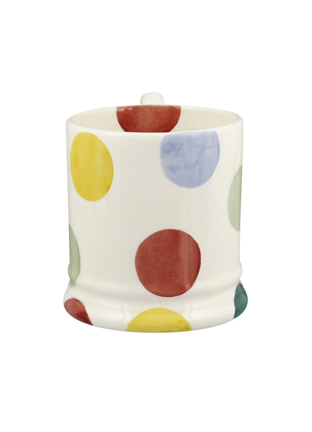 Emma Bridgewater Big Polka Dots ½ Pint Mug with black and white polka dot pattern on ceramic mug.