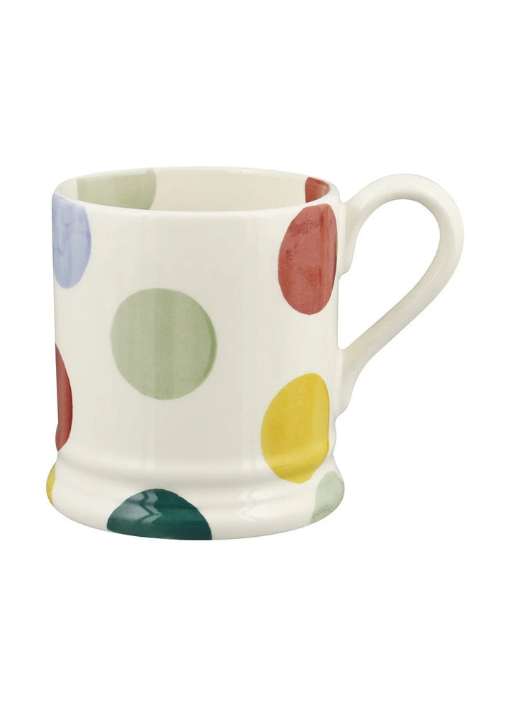 Emma Bridgewater Big Polka Dots ½ Pint Mug with a vibrant polka dot pattern, perfect for enjoying beverages.