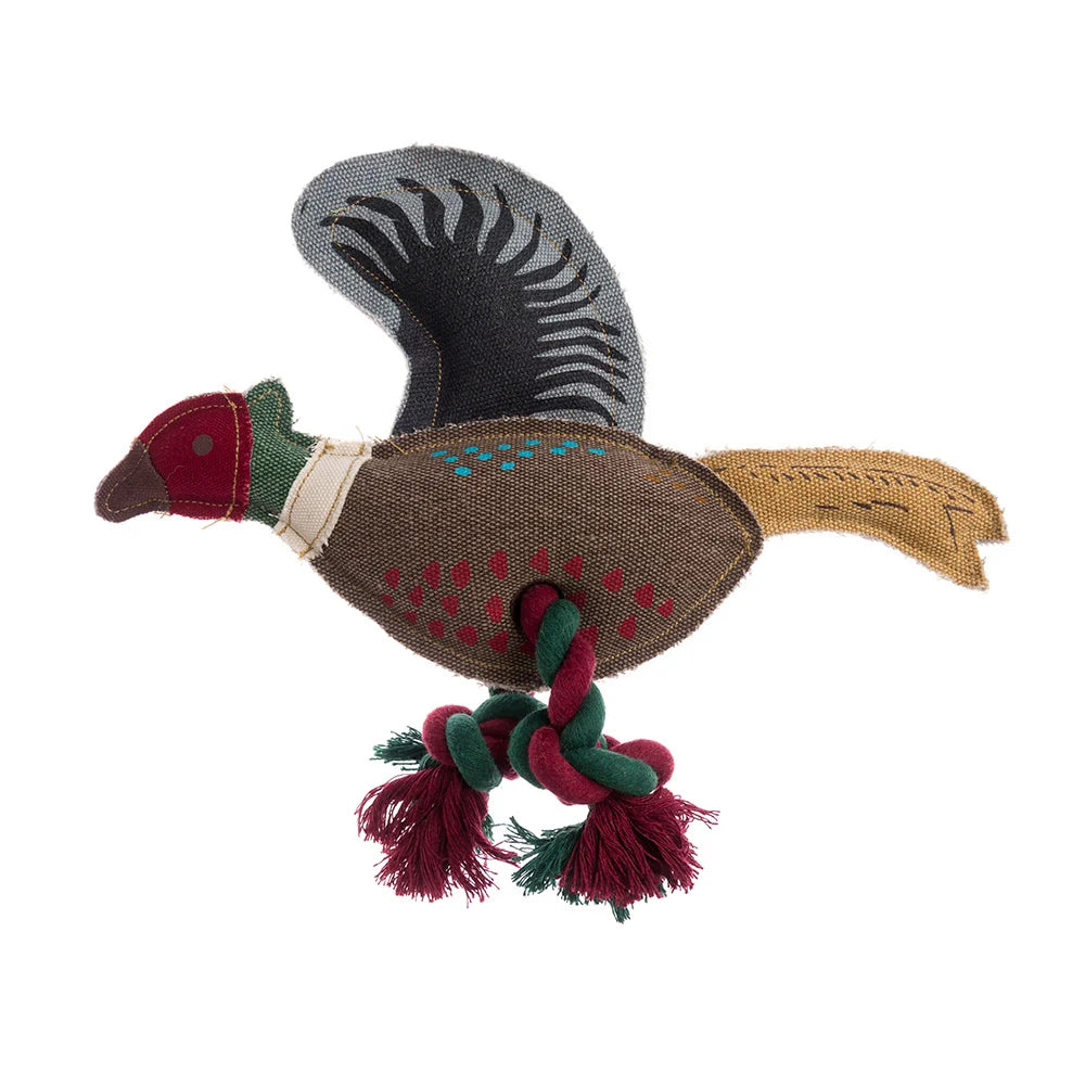 Pheasant Dog Toy with Squeaker &amp; Rope Legs