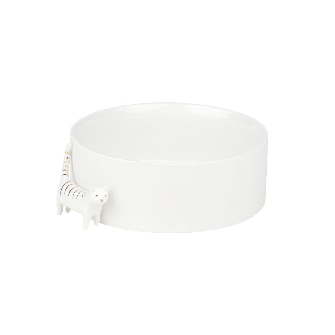 Radër ceramic cat bowl by Cornucopia Home and Gift, featuring a detailed cat design on a white porcelain surface.