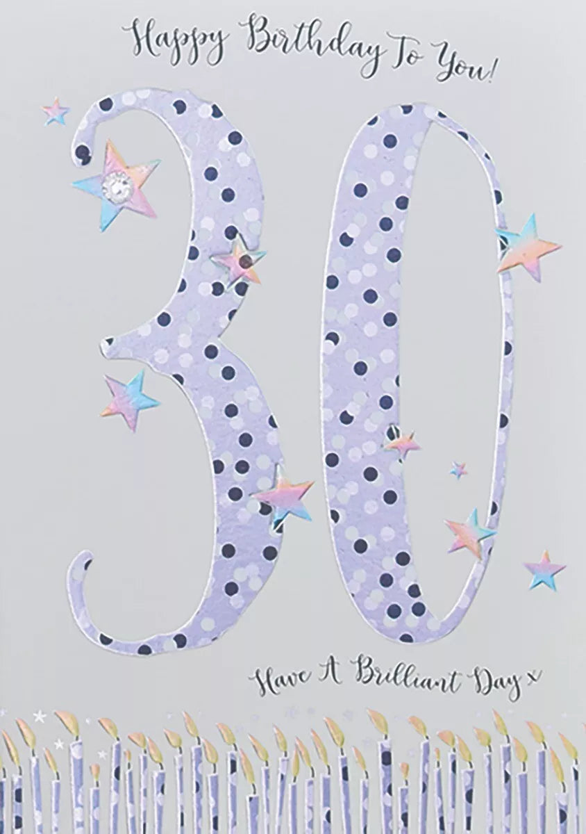 Wendy Jones-Blackett Happy Birthday To You 30 greeting card featuring colorful birthday design by Cornucopia Worcester.