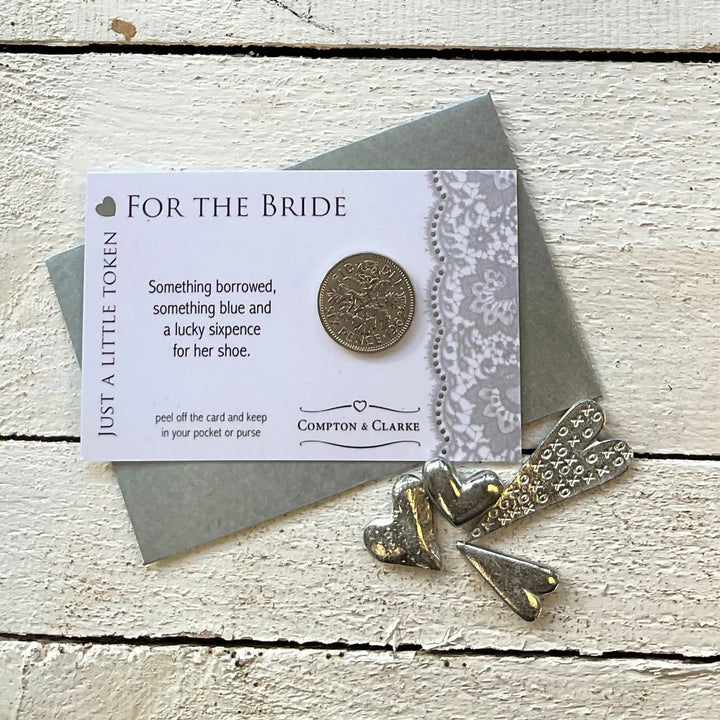 Bridal-Lucky Sixpence Carded Pocket Charm