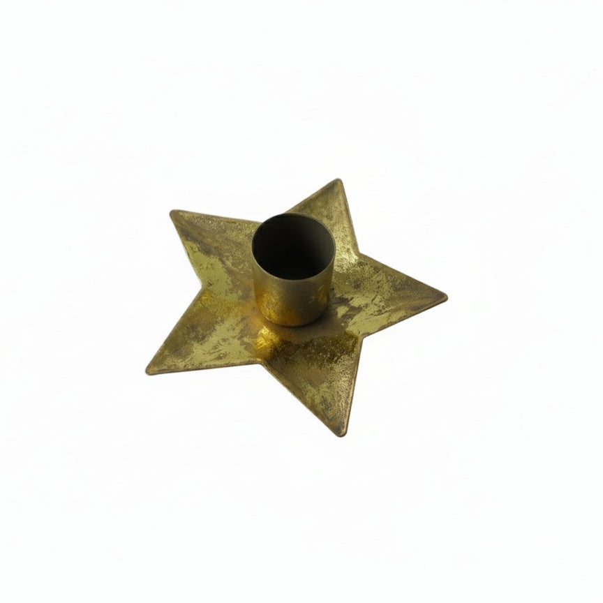 Gold small star candle holder from Cornucopia Home and Gift, perfect for holiday decor and festive giftware displays.