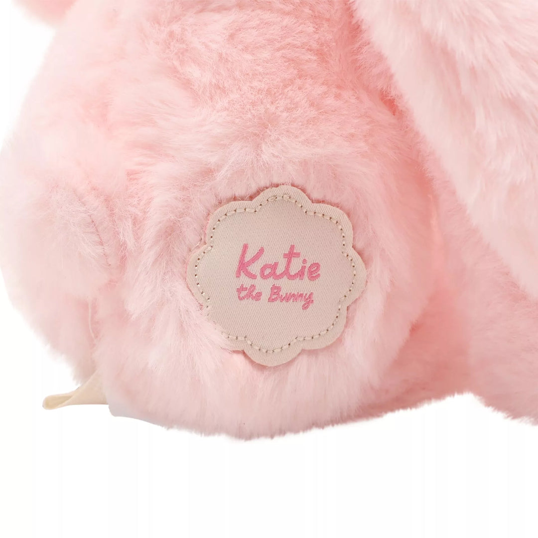 Light pink plush bunny softie named Katie with long legs, by Cornucopia Home and Gift, featuring soft, cuddly fabric.