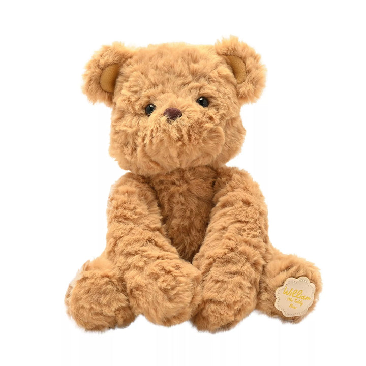 Brown William plush sitting teddy bear softie by Widdop &amp; Co, perfect for cuddling, from Cornucopia Home and Gift.