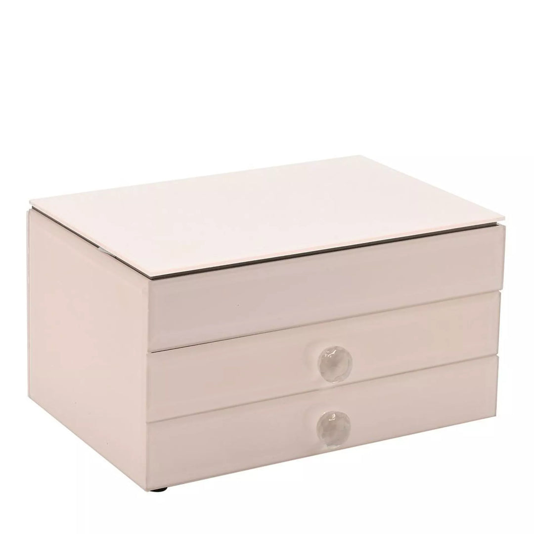 Sophia Classic Nude Glass Jewellery Storage Drawers by Widdop &amp; Co, featuring clear glass drawers for organizing jewelry.