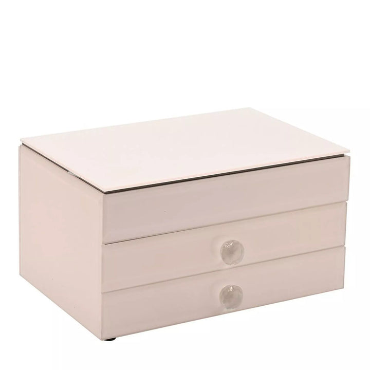Sophia Classic Nude Glass Jewellery Storage Drawers by Widdop &amp; Co, featuring clear glass drawers for organizing jewelry.