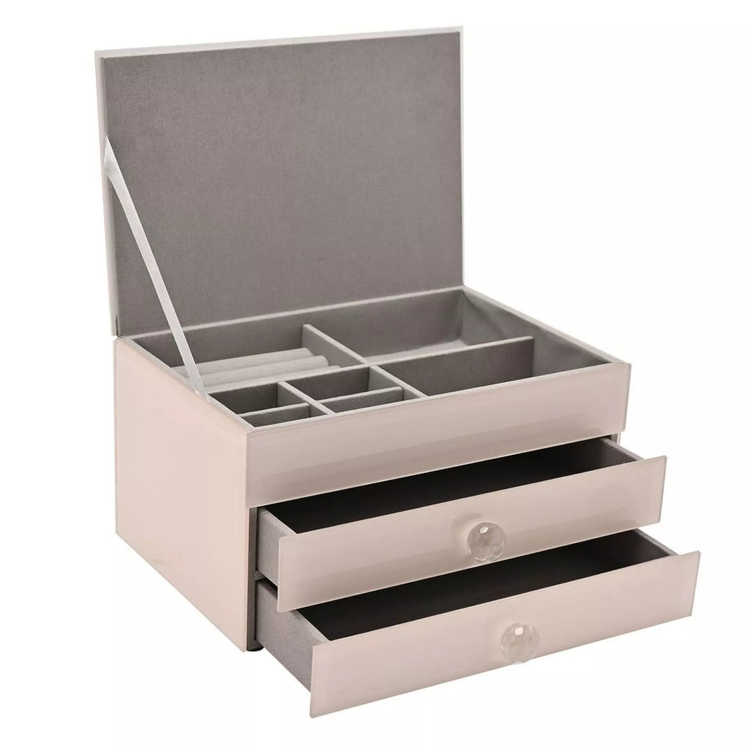 Sophia Classic Nude glass jewelry storage drawers by Widdop & Co, featuring clear glass with elegant design for organized jewelry display.
