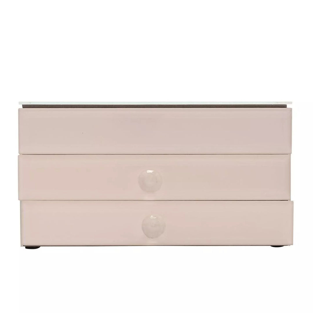 Sophia Classic Nude glass jewelry storage drawers by Widdop &amp; Co, featuring clear glass and elegant design for organizing jewelry.