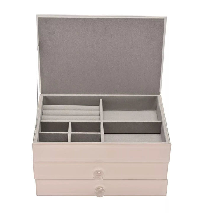 Sophia Classic Nude Glass Jewellery Storage Drawers by Widdop &amp; Co from Cornucopia Home and Gift, featuring clear glass drawers and elegant design