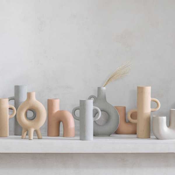 Small light grey Sigga vase from Cornucopia Home and Gift, featuring a sleek, minimalist gallery design with a smooth finish.
