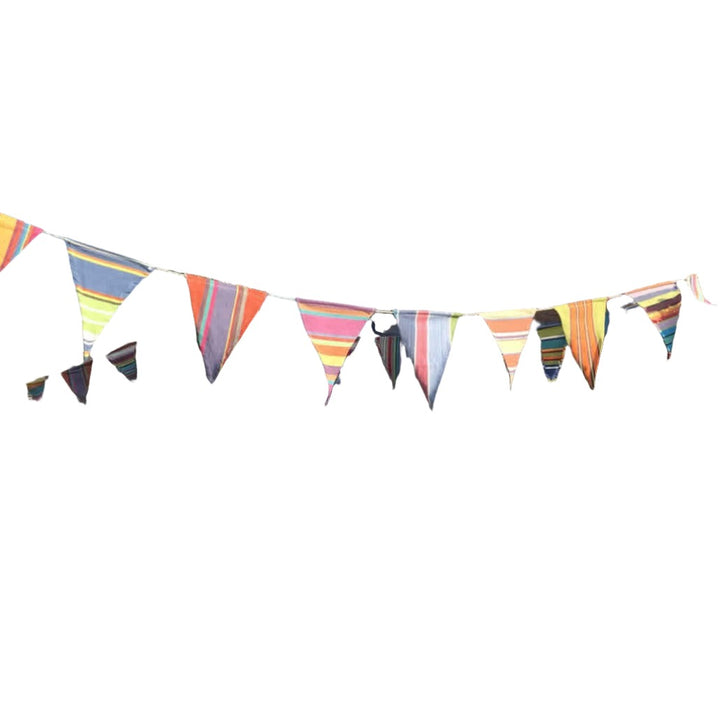 Gisela Graham multi stripe bunting with colorful fabric triangles for festive outdoor or indoor decoration.