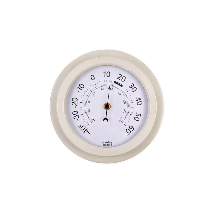 Garden Trading Tenby Lily White thermometer showing temperature, designed for outdoor garden decor by Cornucopia Home and Gift.
