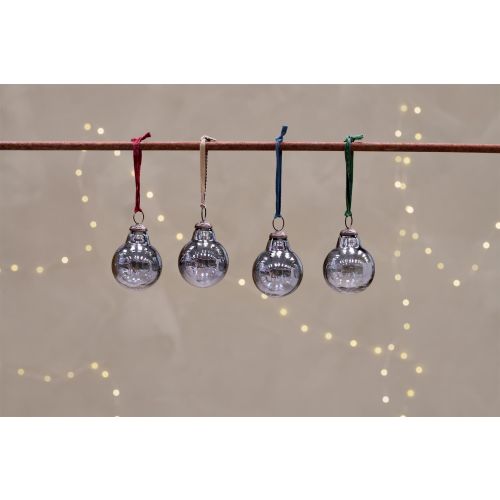 Nkuku Alura Round Bauble Smoke, a glass decorative ornament with a smooth, spherical shape and smoky finish, perfect for home decor.